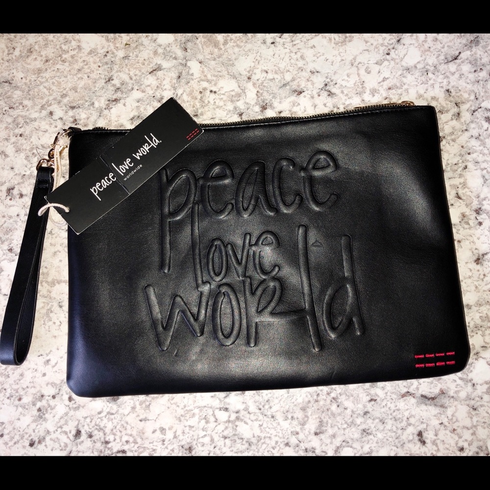🆕 Peace Love World Leather wristlet